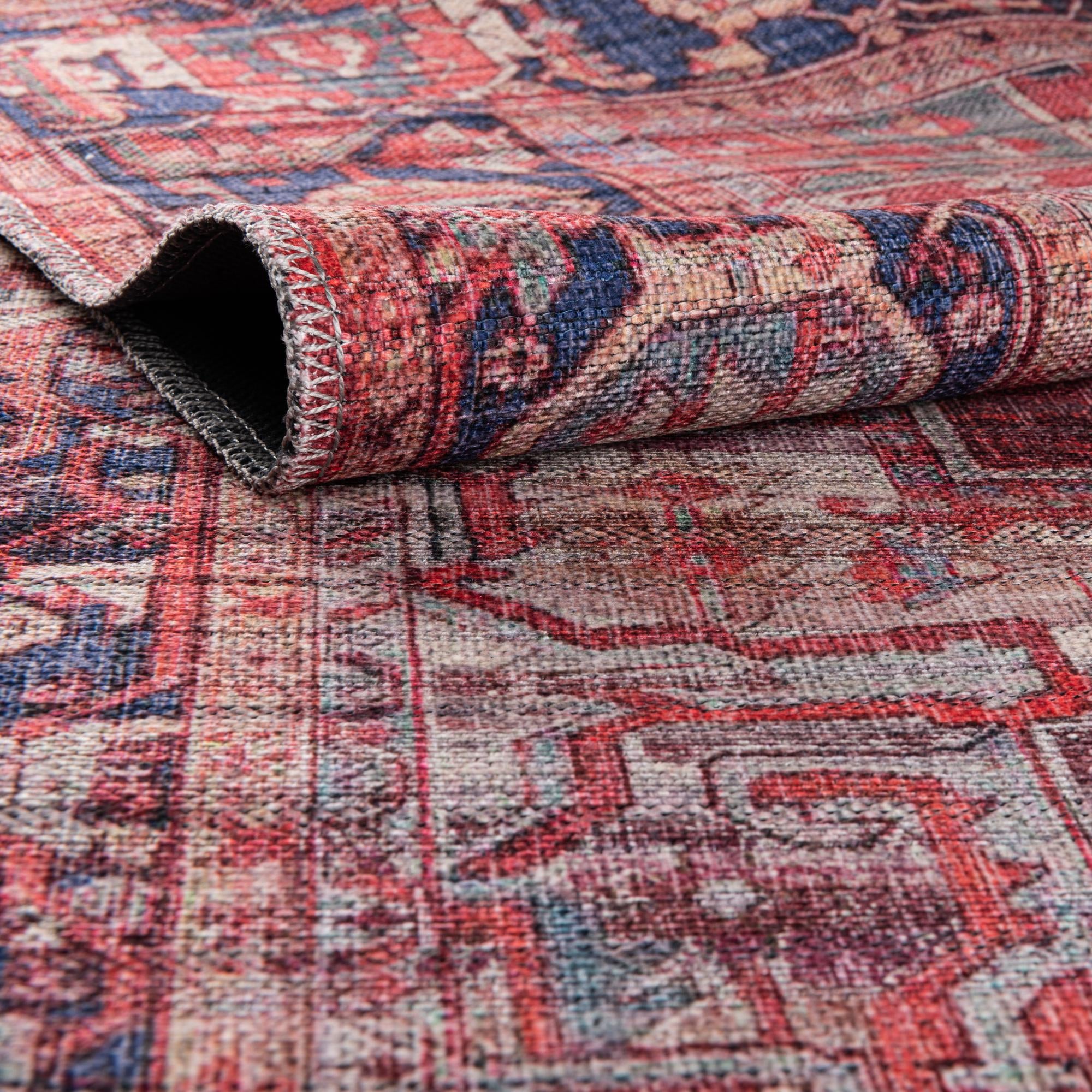 Rust Red 4' x 6' Washable Maahru Oval Rug | Rugs.com