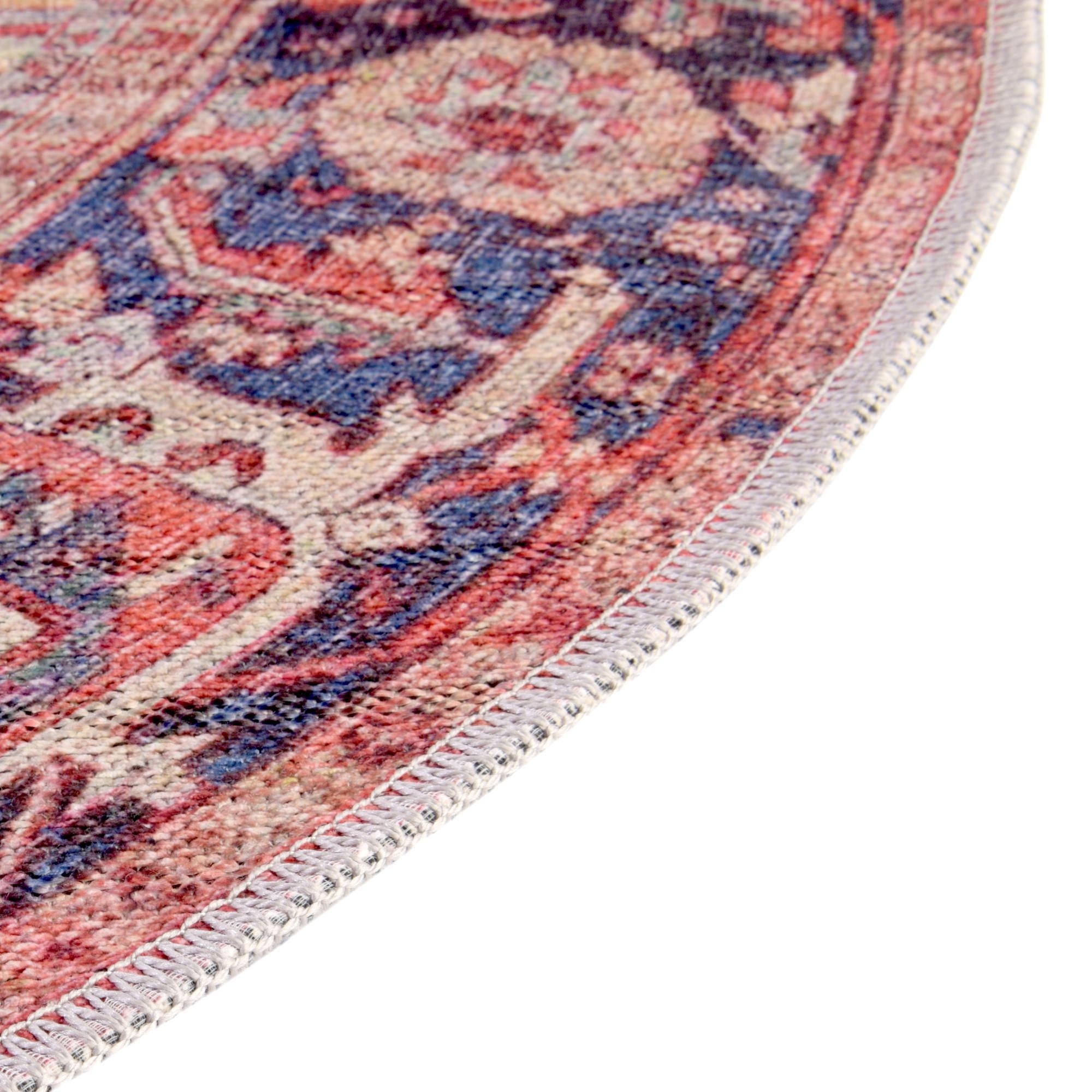 Rust Red 4' x 6' Washable Maahru Oval Rug | Rugs.com