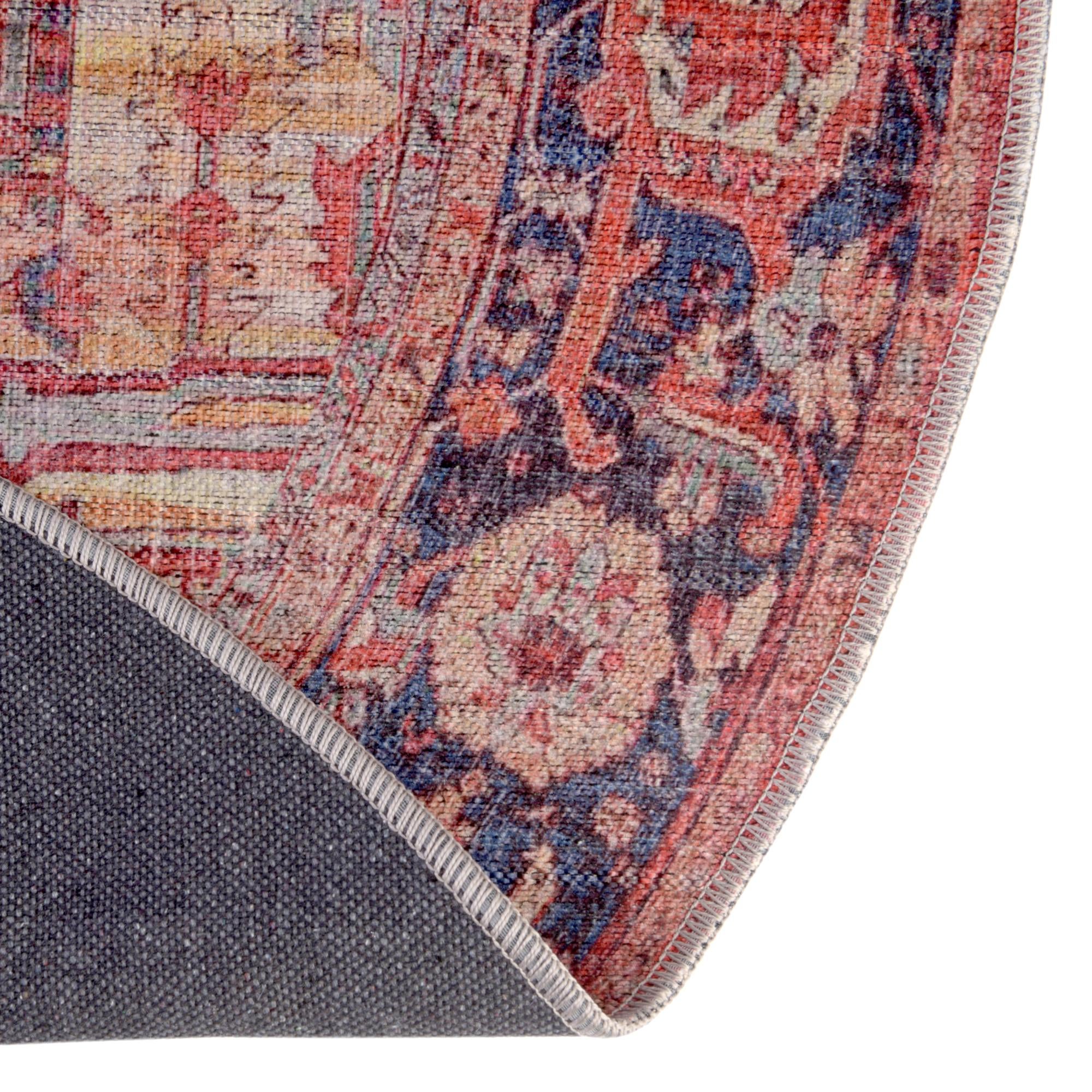 Rust Red 4' x 6' Washable Maahru Oval Rug | Rugs.com