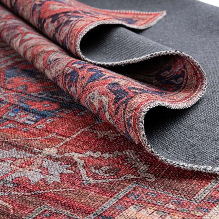 Rust Red 4' x 6' Washable Maahru Oval Rug | Rugs.com