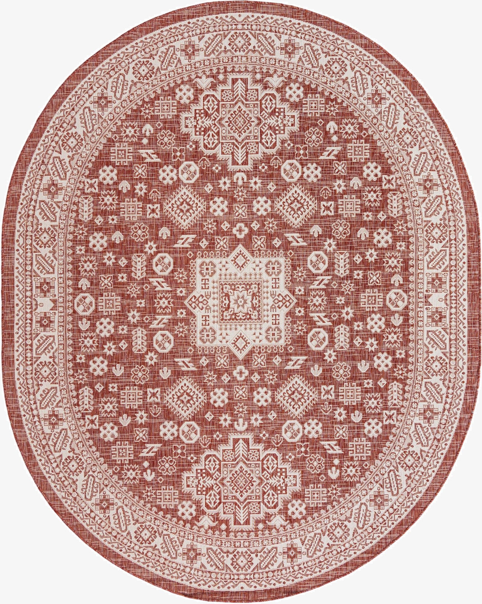  7' 10 x 10'  Washable Aztec Indoor / Outdoor Oval Rug