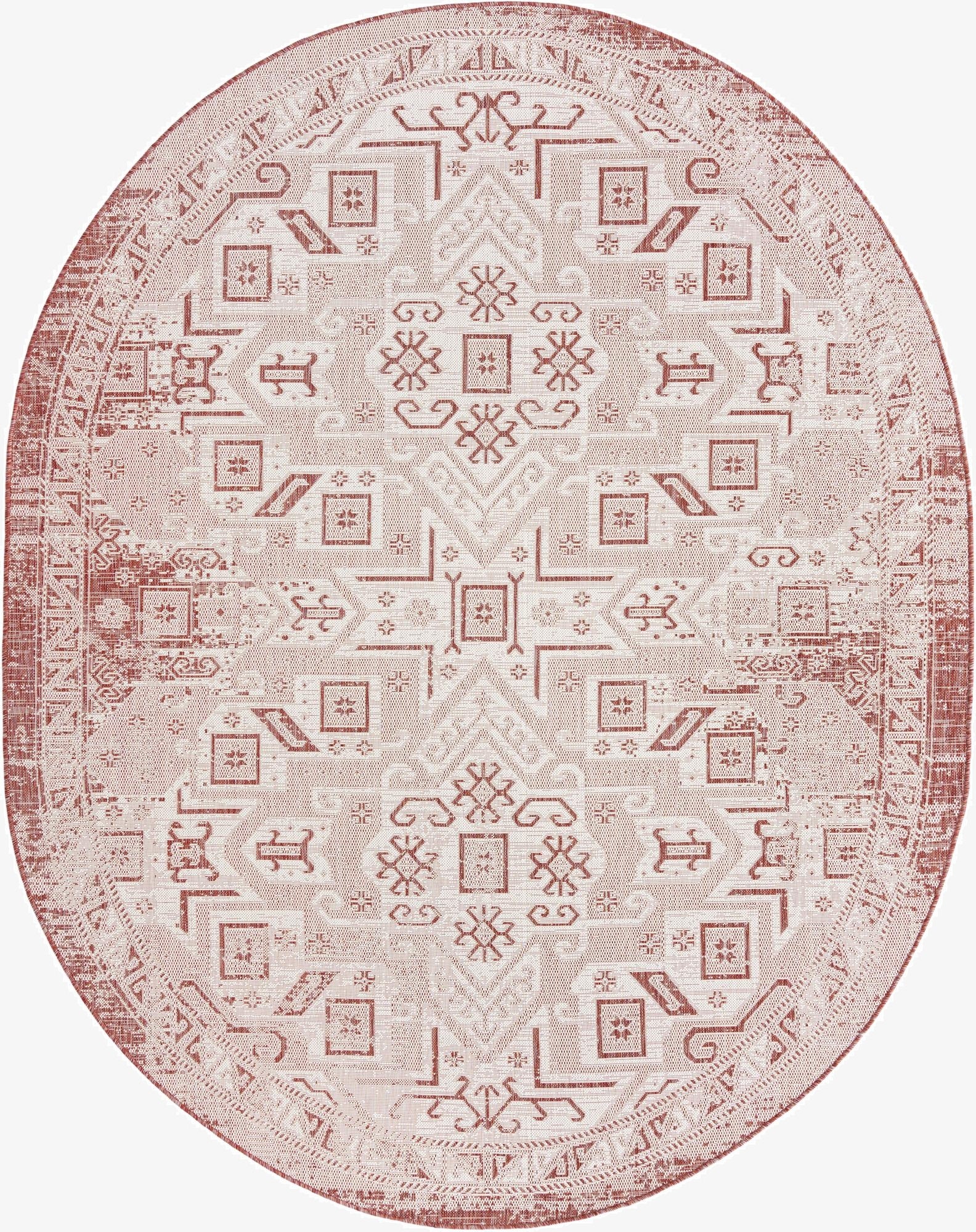  7' 10 x 10'  Washable Aztec Indoor / Outdoor Oval Rug