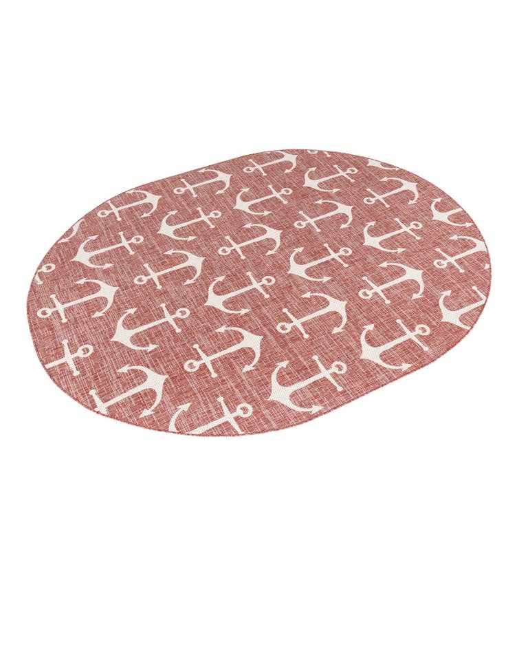 Detail image of  7' 10 x 10'  Washable Coastal Indoor / Outdoor Oval Rug