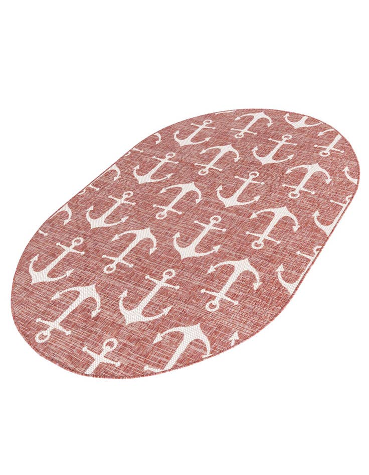 Detail image of  5' 3 x 8'  Washable Coastal Indoor / Outdoor Oval Rug