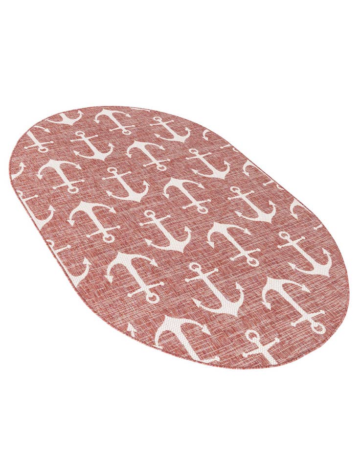 Detail image of  5' 3 x 8'  Washable Coastal Indoor / Outdoor Oval Rug