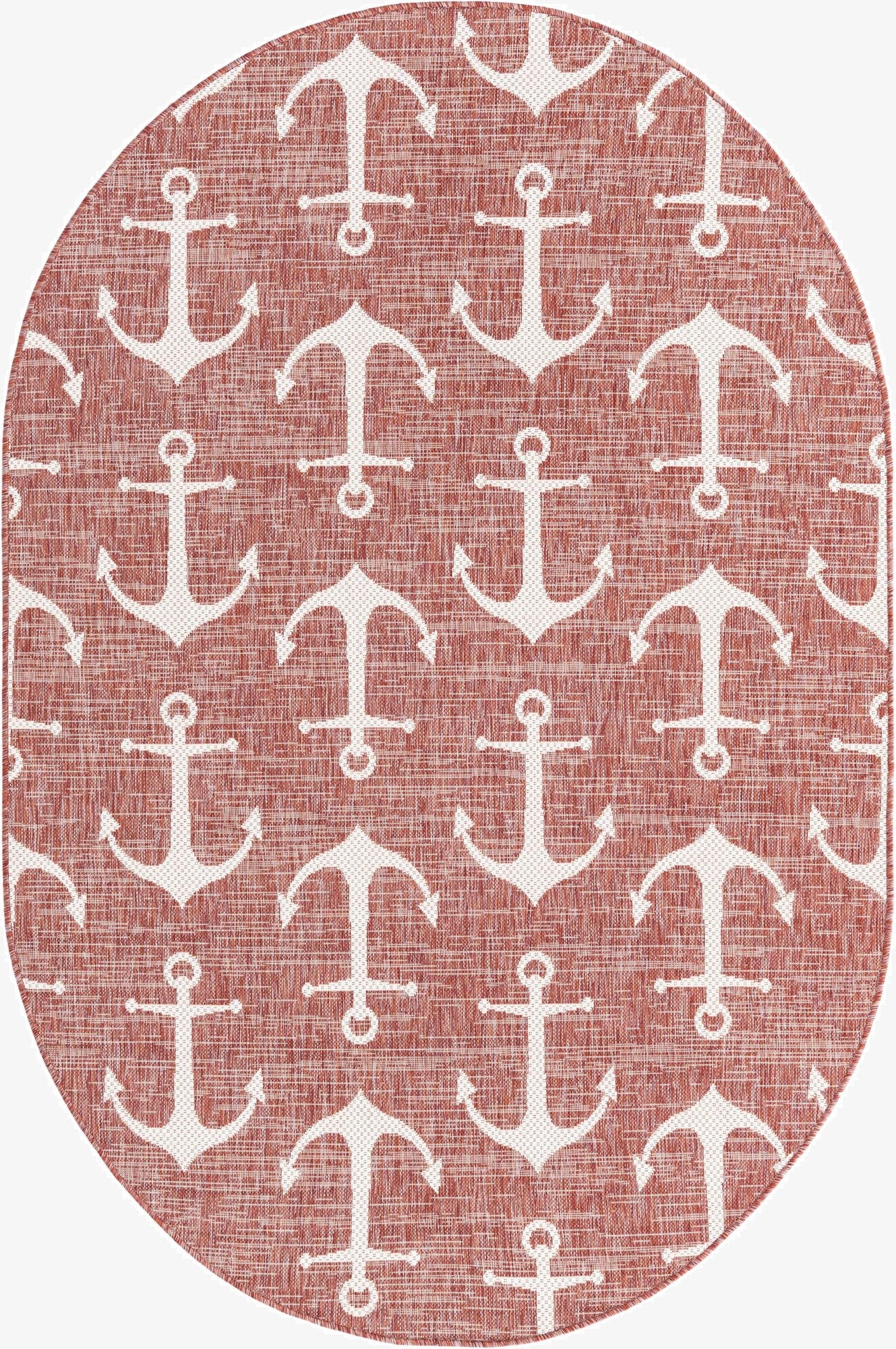  5' 3 x 8'  Washable Coastal Indoor / Outdoor Oval Rug