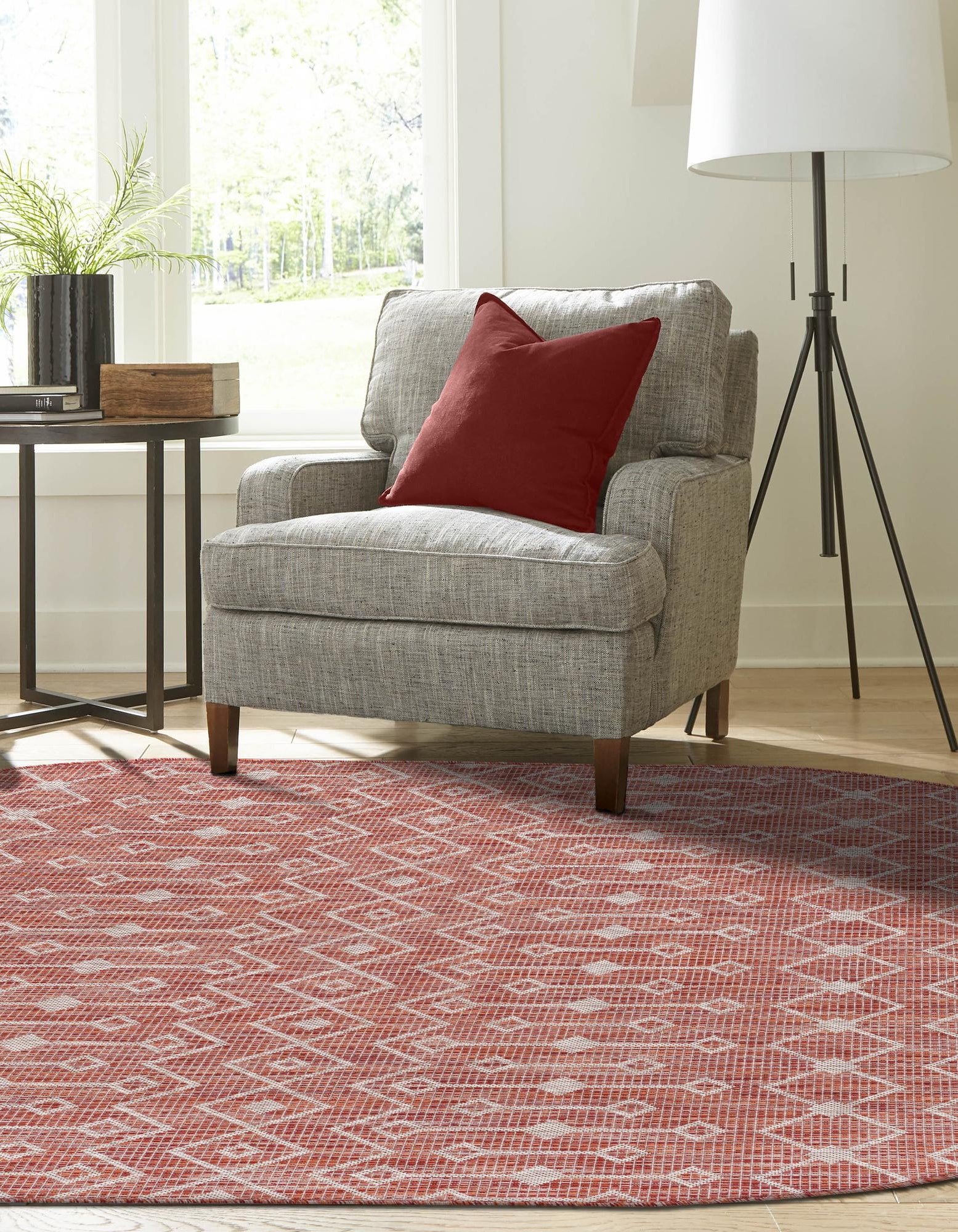 Rust Red 5' 3 x 8' Lattice Indoor / Outdoor Oval Rug | Rugs.com