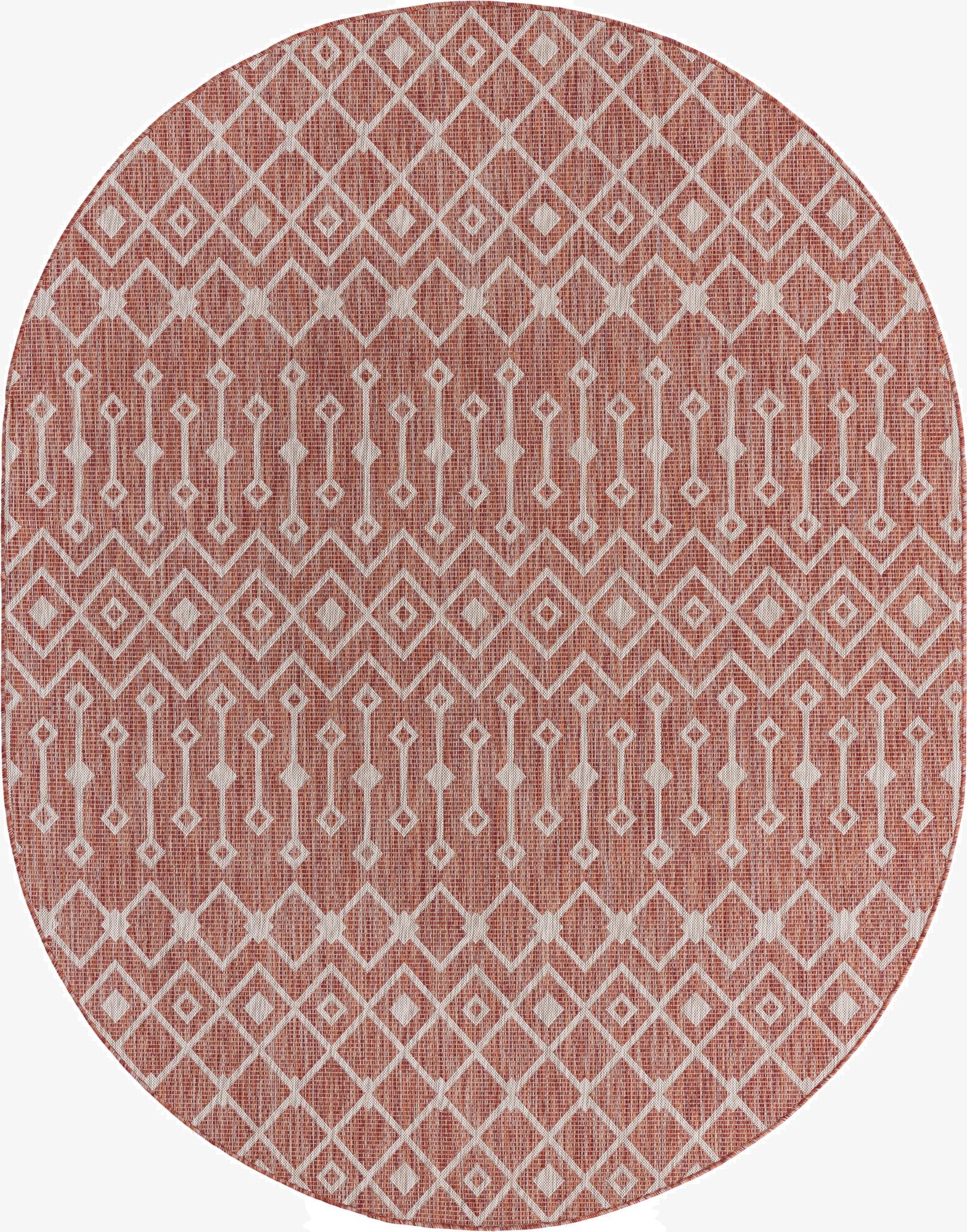  7' 10 x 10'  Washable Lattice Indoor / Outdoor Oval Rug