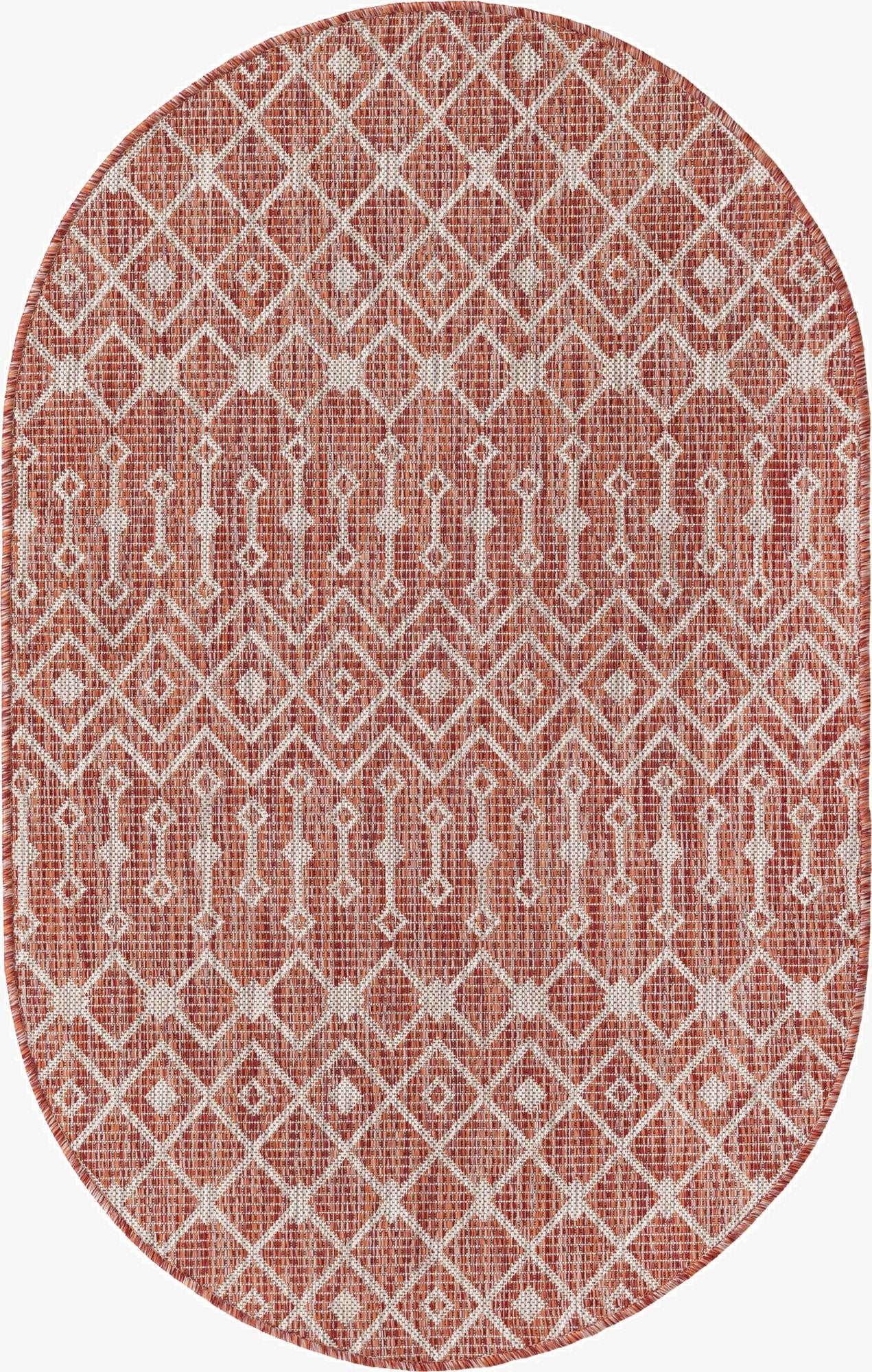  3' x 5' 3  Washable Lattice Indoor / Outdoor Oval Rug