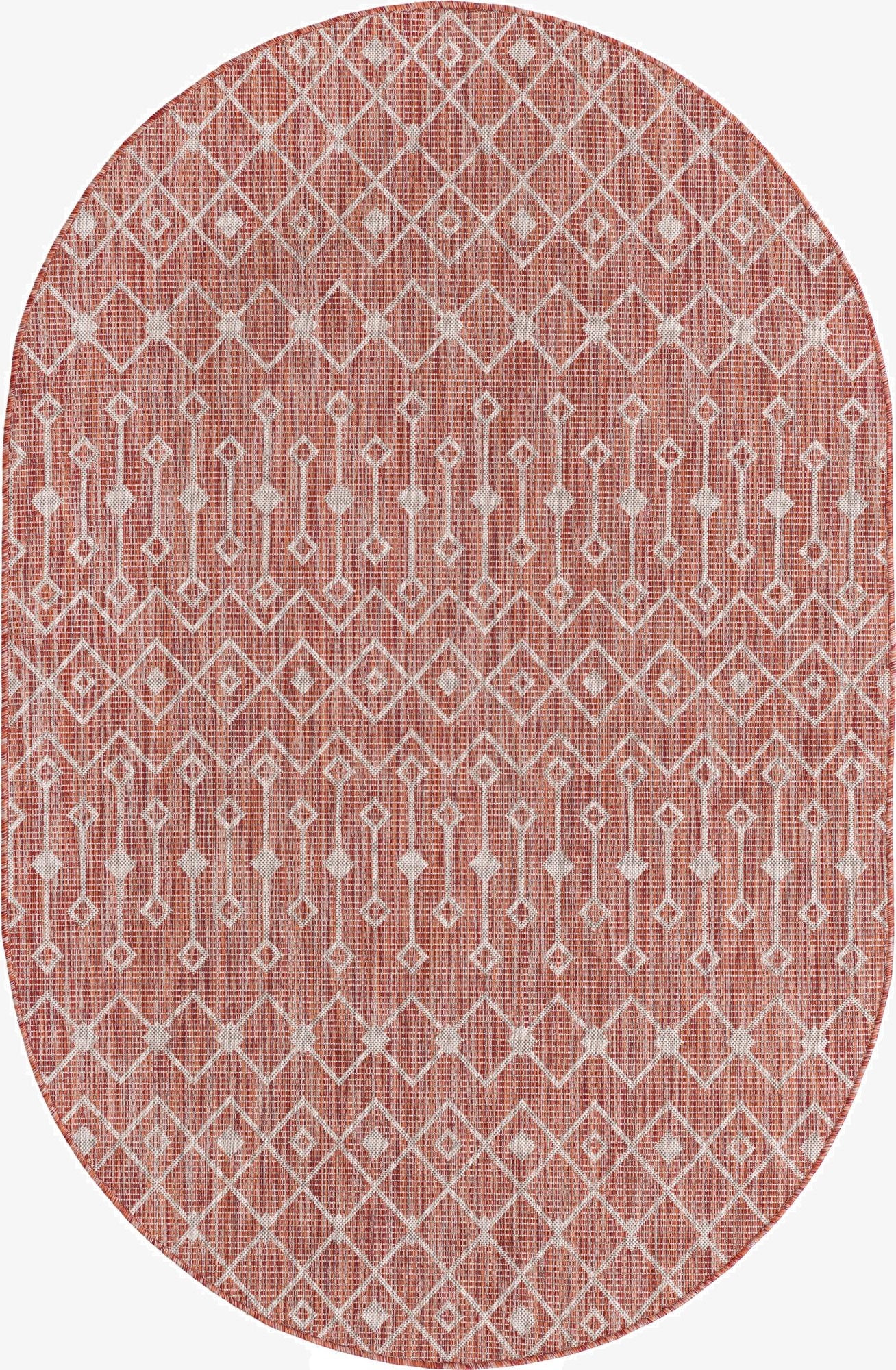  5' 3 x 8'  Washable Lattice Indoor / Outdoor Oval Rug