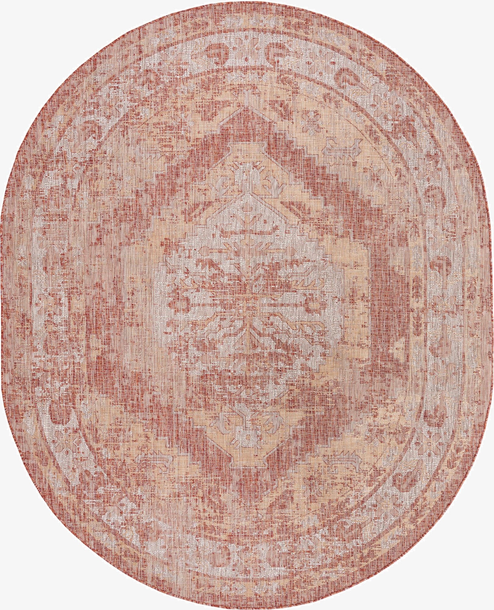  7' 10 x 10'  Washable Traditional Indoor / Outdoor Oval Rug