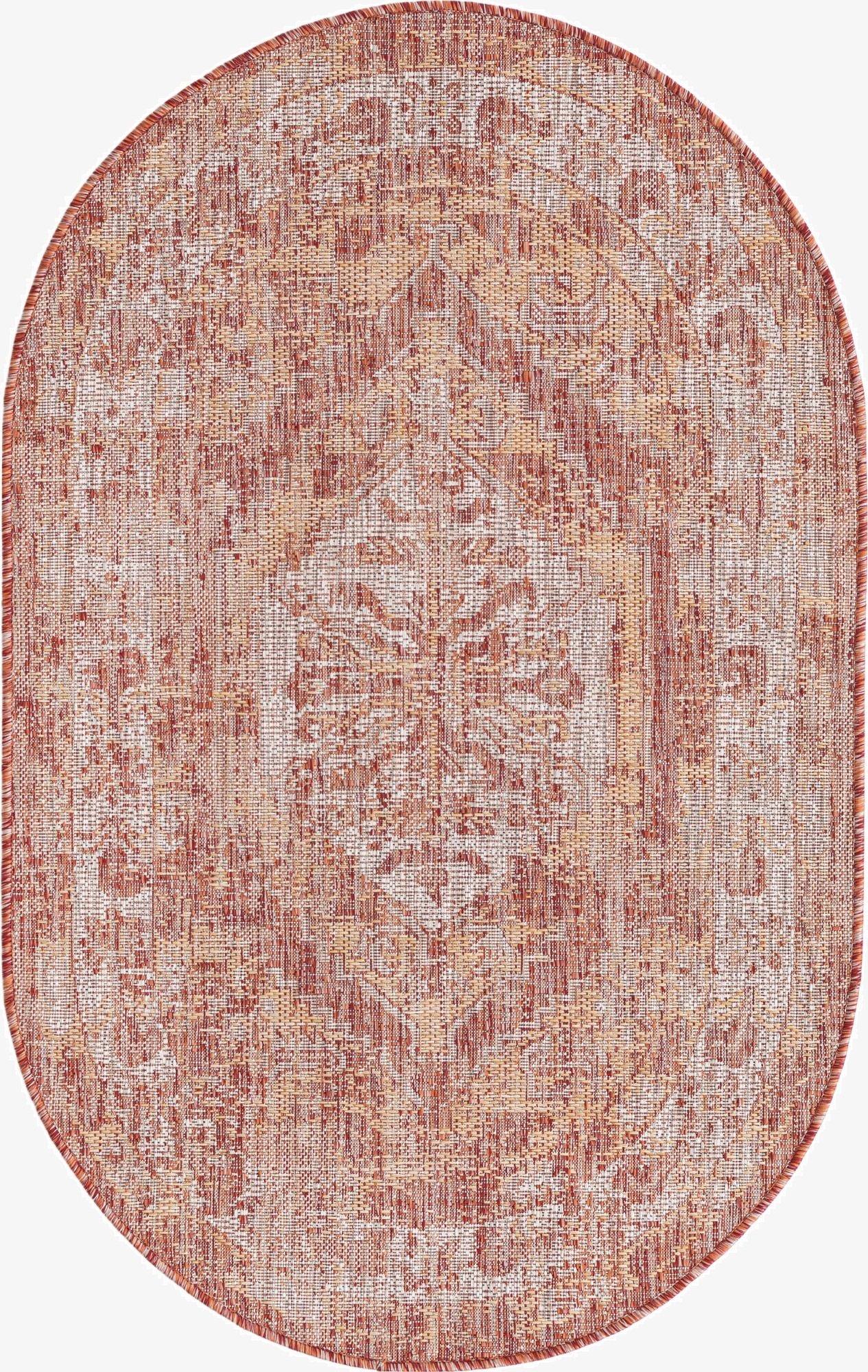  3' x 5' 3  Washable Traditional Indoor / Outdoor Oval Rug