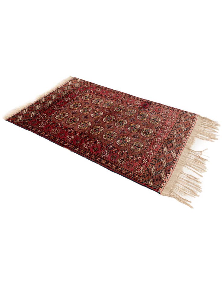 Detail image of  3' 4 x 4' 11  Hand Knotted Afghan Akhche Wool Rug