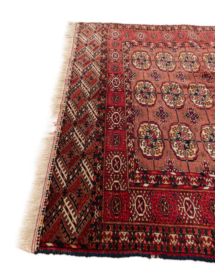 Detail image of  3' 4 x 4' 11  Hand Knotted Afghan Akhche Wool Rug