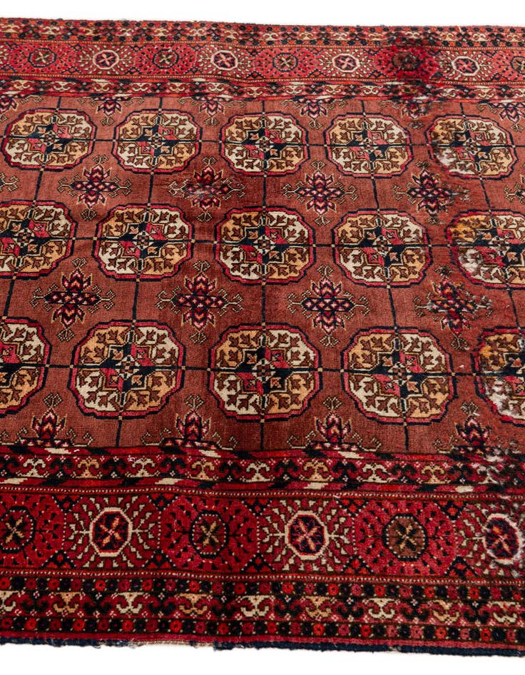 Detail image of  3' 4 x 4' 11  Hand Knotted Afghan Akhche Wool Rug