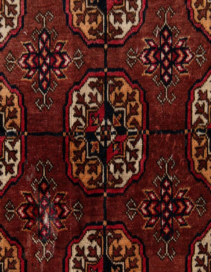 Detail image of  3' 4 x 4' 11  Hand Knotted Afghan Akhche Wool Rug