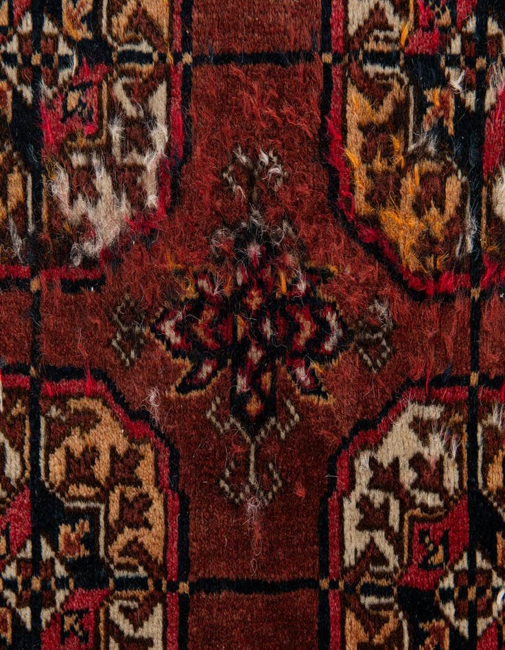 Detail image of  3' 4 x 4' 11  Hand Knotted Afghan Akhche Wool Rug