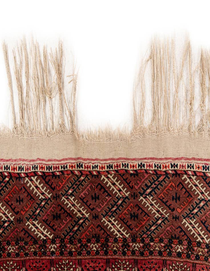 Detail image of  3' 4 x 4' 11  Hand Knotted Afghan Akhche Wool Rug