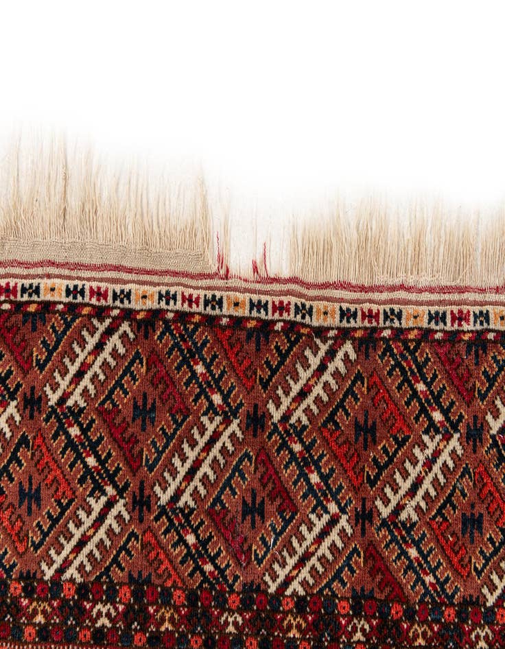 Detail image of  3' 4 x 4' 11  Hand Knotted Afghan Akhche Wool Rug