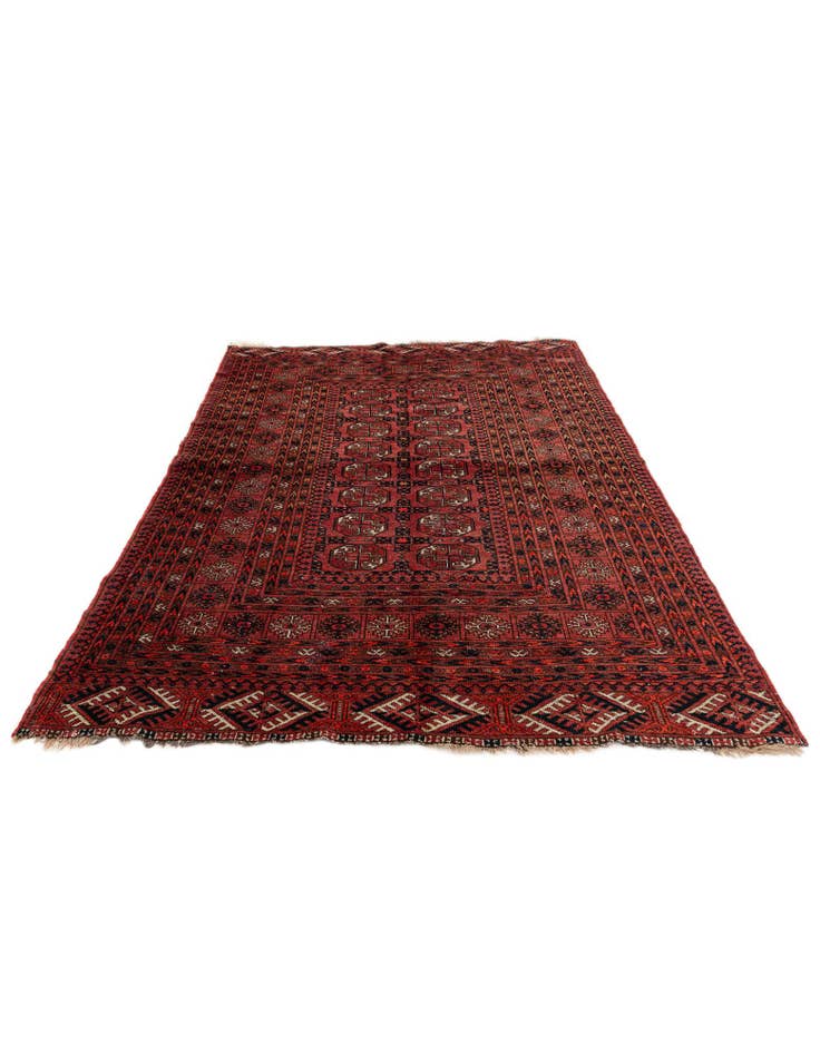 Detail image of  4' 1 x 5' 10  Hand Knotted Afghan Akhche Wool Rug