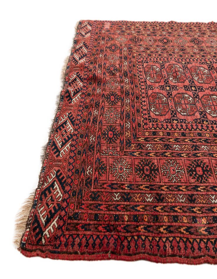 Detail image of  4' 1 x 5' 10  Hand Knotted Afghan Akhche Wool Rug