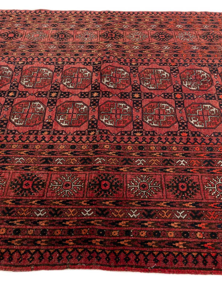Detail image of  4' 1 x 5' 10  Hand Knotted Afghan Akhche Wool Rug