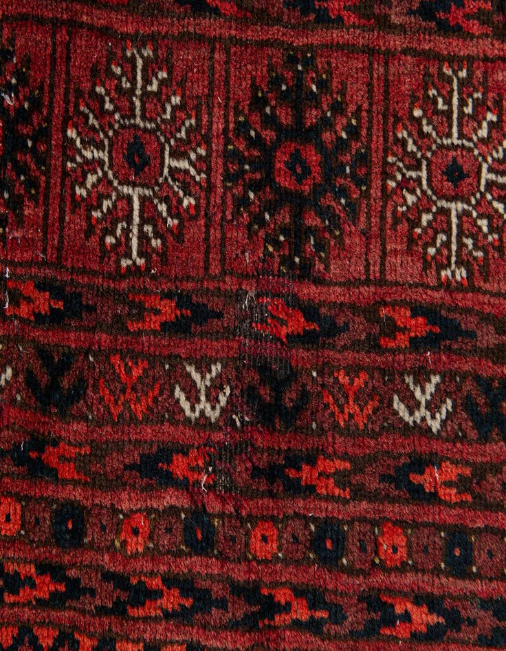 Detail image of  4' 1 x 5' 10  Hand Knotted Afghan Akhche Wool Rug