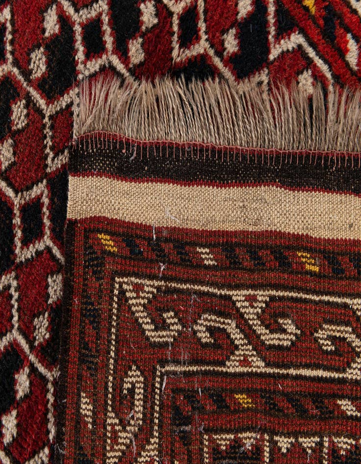 Detail image of  2' 8 x 4'  Hand Knotted Afghan Akhche Wool Rug