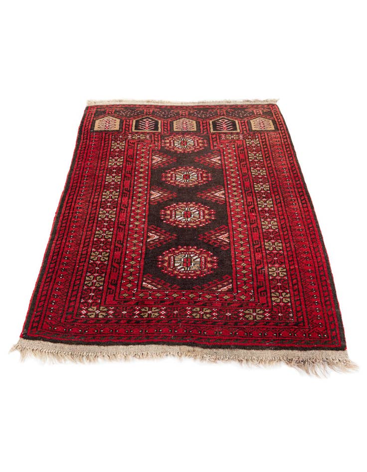 Detail image of  2' 8 x 4' 1  Hand Knotted Afghan Akhche Wool Rug