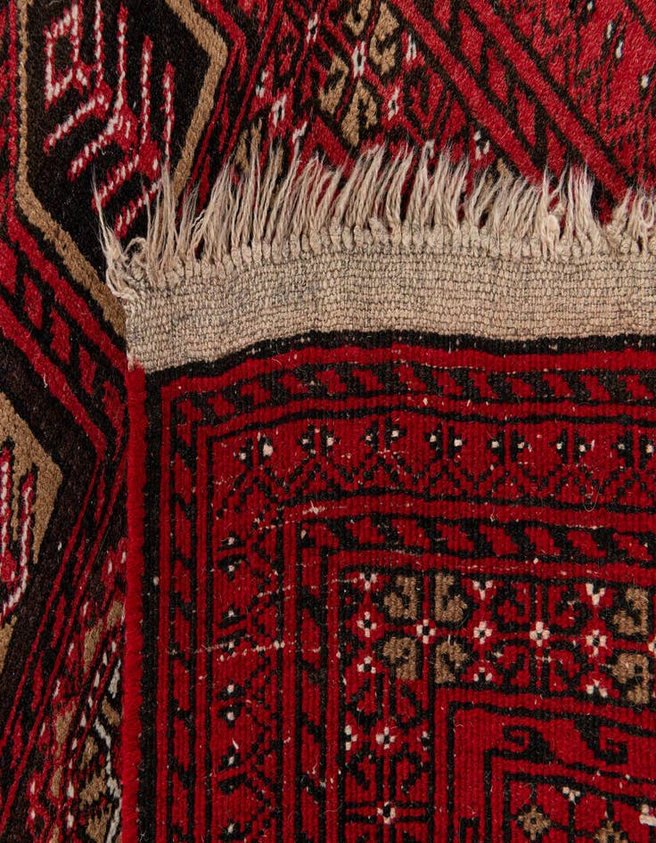 Detail image of  2' 8 x 4' 1  Hand Knotted Afghan Akhche Wool Rug