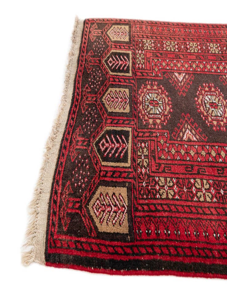 Detail image of  2' 8 x 4' 1  Hand Knotted Afghan Akhche Wool Rug