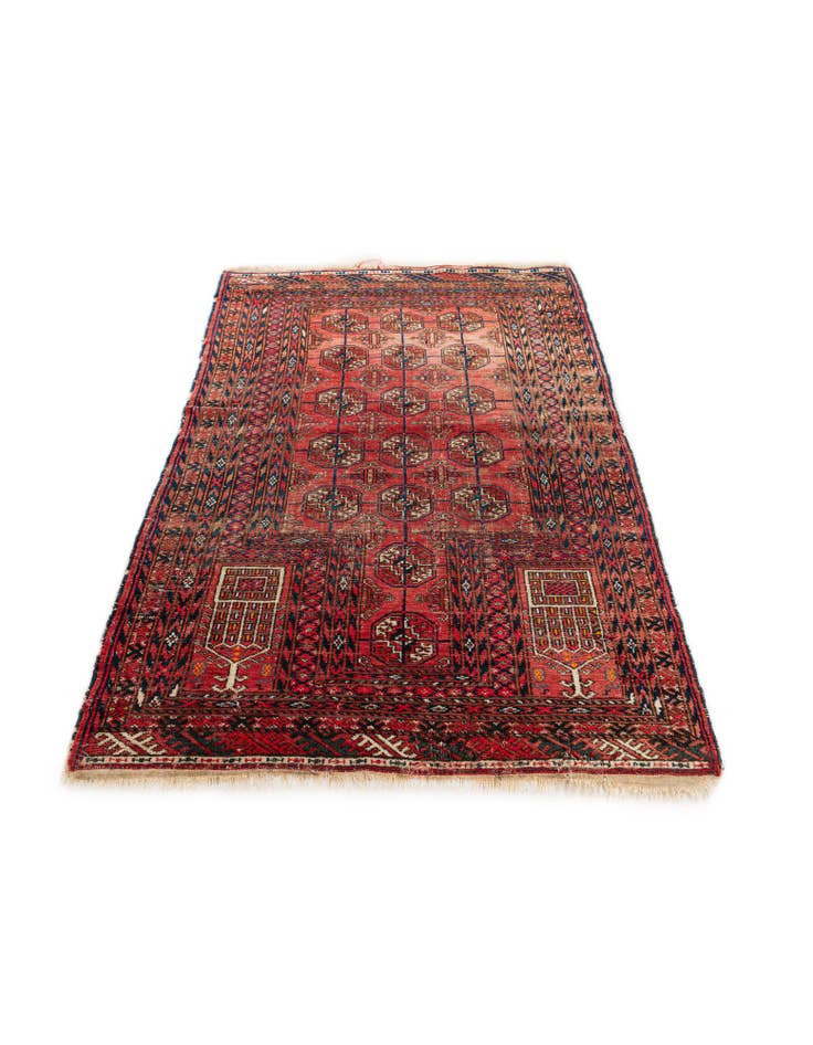 Detail image of  2' 10 x 4' 3  Hand Knotted Afghan Akhche Oriental Wool Rug