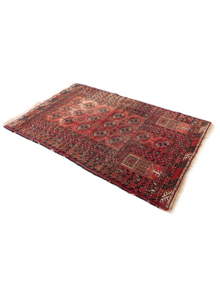 Detail image of  2' 10 x 4' 3  Hand Knotted Afghan Akhche Oriental Wool Rug