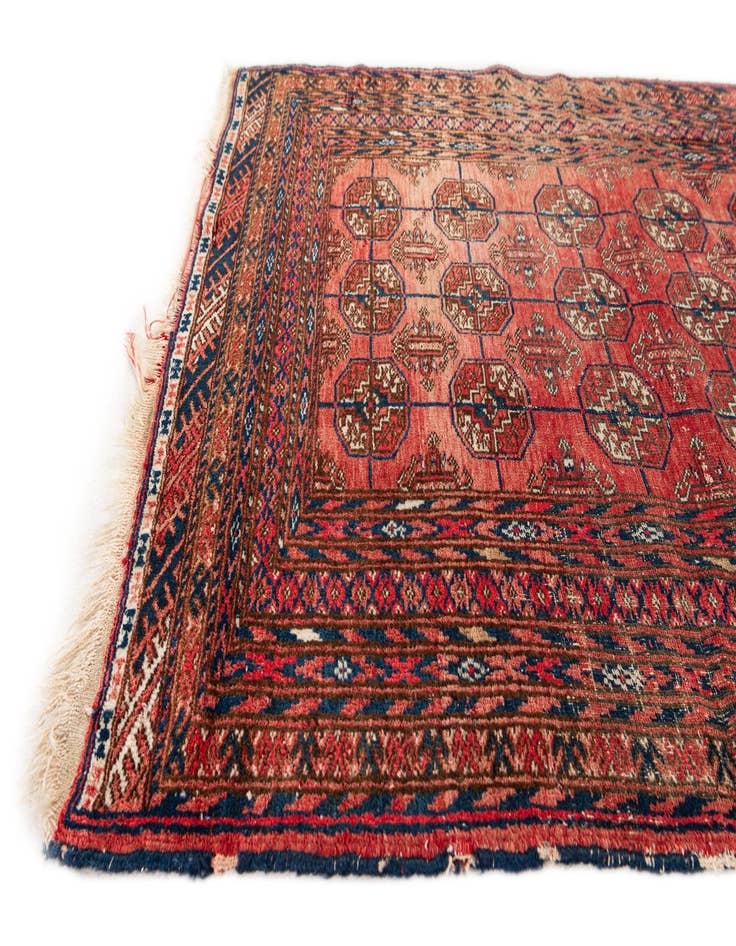 Detail image of  2' 10 x 4' 3  Hand Knotted Afghan Akhche Oriental Wool Rug