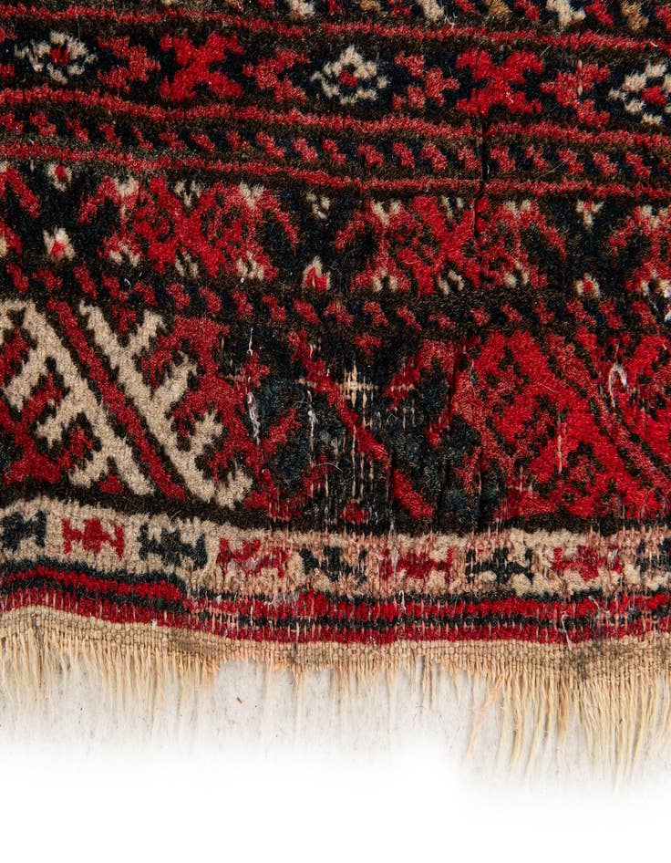 Detail image of  2' 10 x 4' 3  Hand Knotted Afghan Akhche Oriental Wool Rug