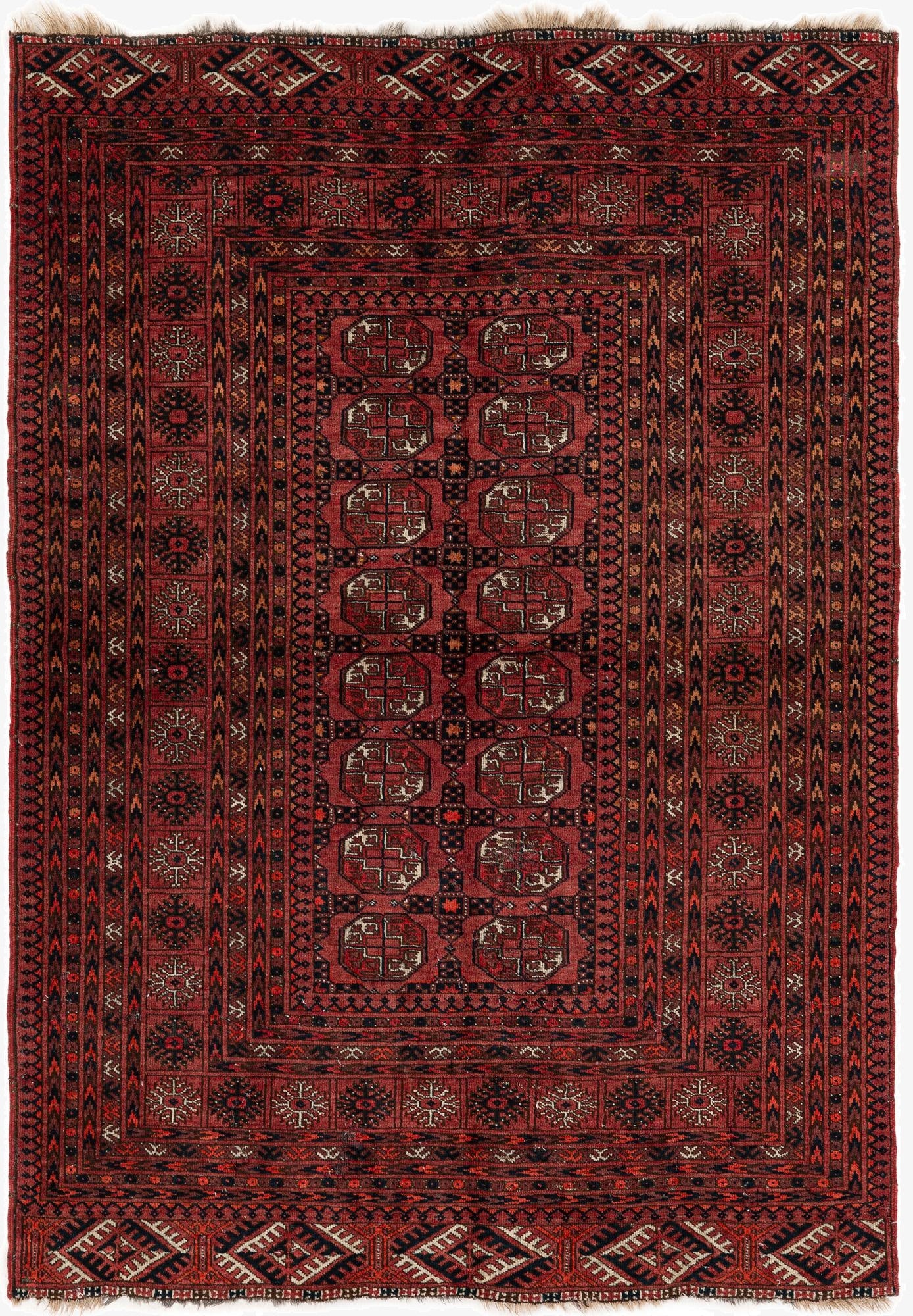  4' 1 x 5' 10  Hand Knotted Afghan Akhche Wool Rug