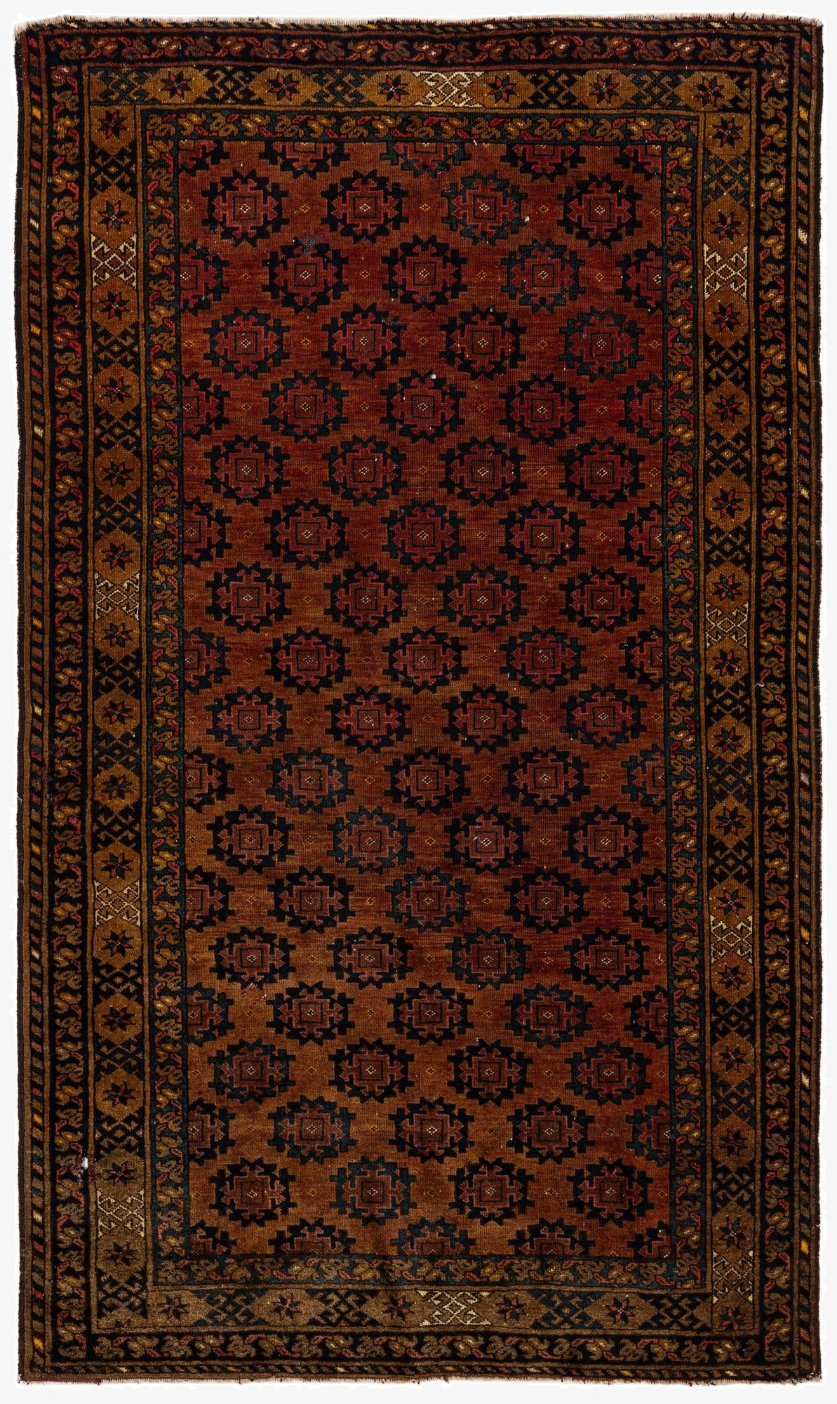  3' 9 x 6'  Hand Knotted Afghan Akhche Oriental Wool Rug