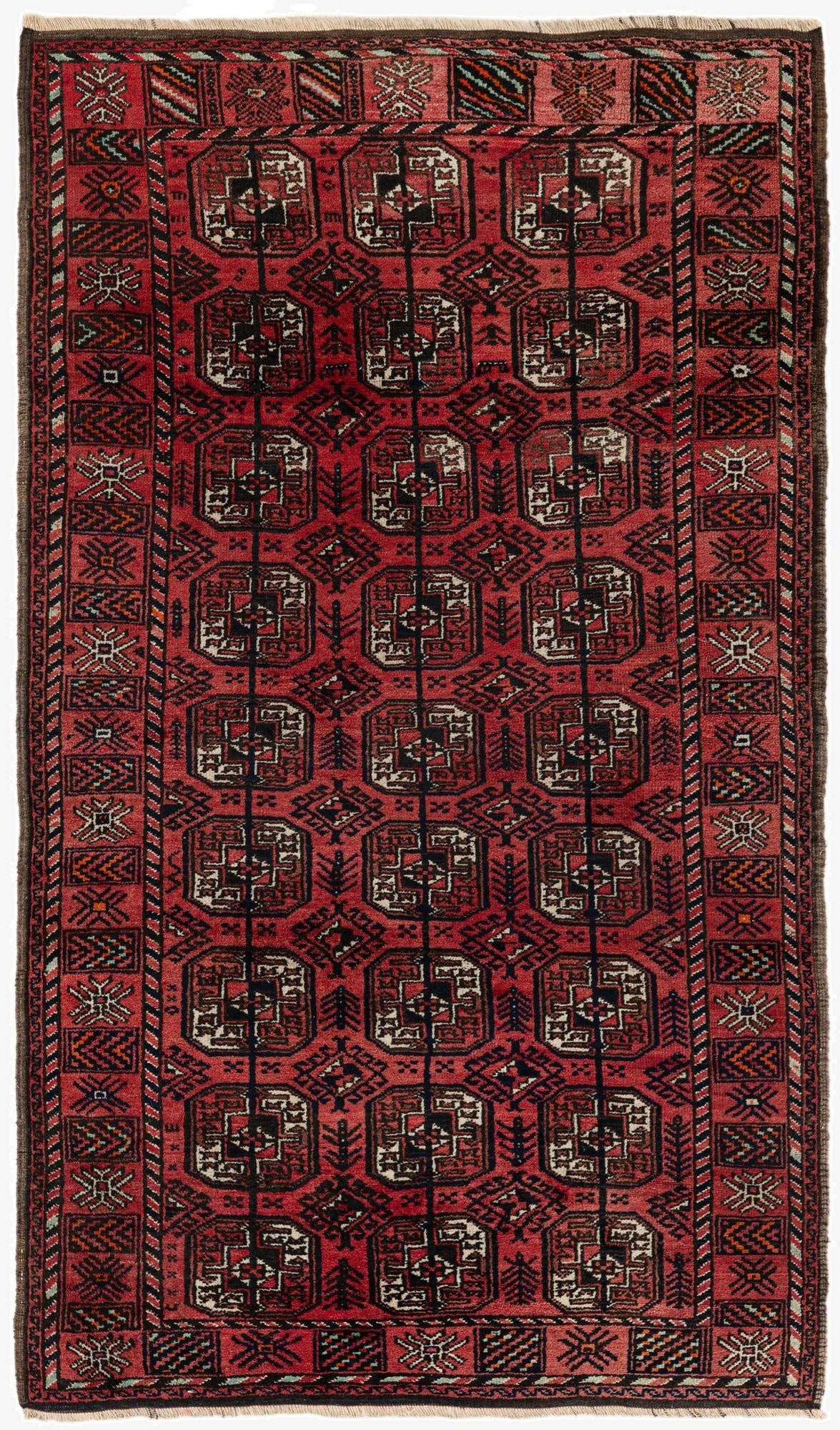  3' 11 x 6' 8  Hand Knotted Afghan Ersari Wool Rug
