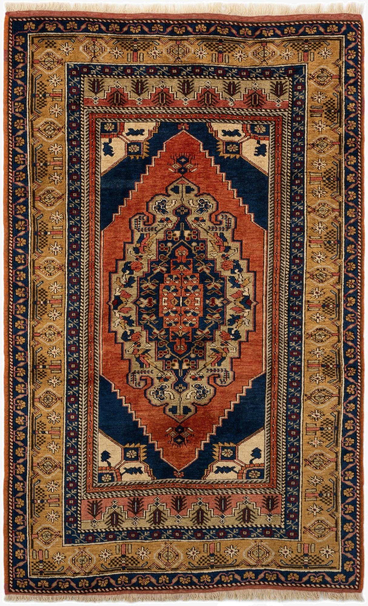  3' 10 x 6' 1  Hand Knotted Anatolian Wool Rug
