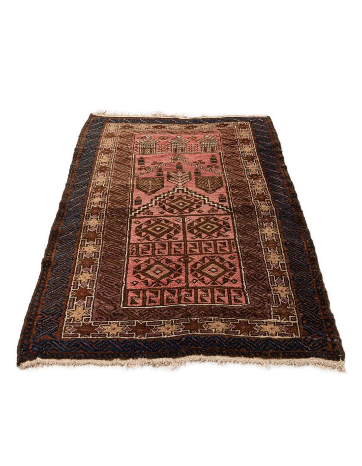 Detail image of  2' 11 x 4' 6  Hand Knotted Balouch Persian Wool Rug