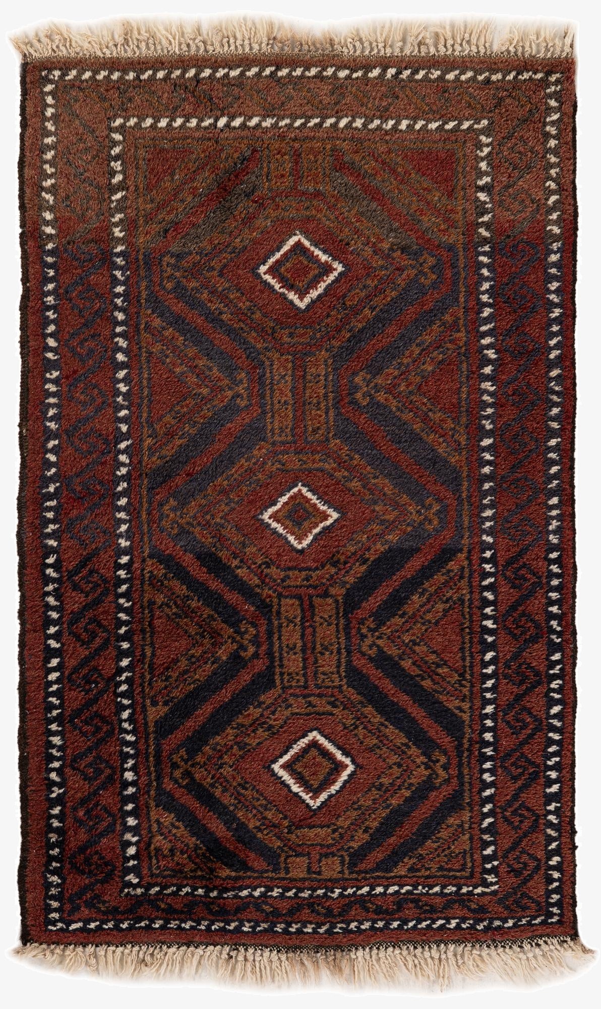  2' 7 x 4' 3  Hand Knotted Balouch Persian Wool Rug