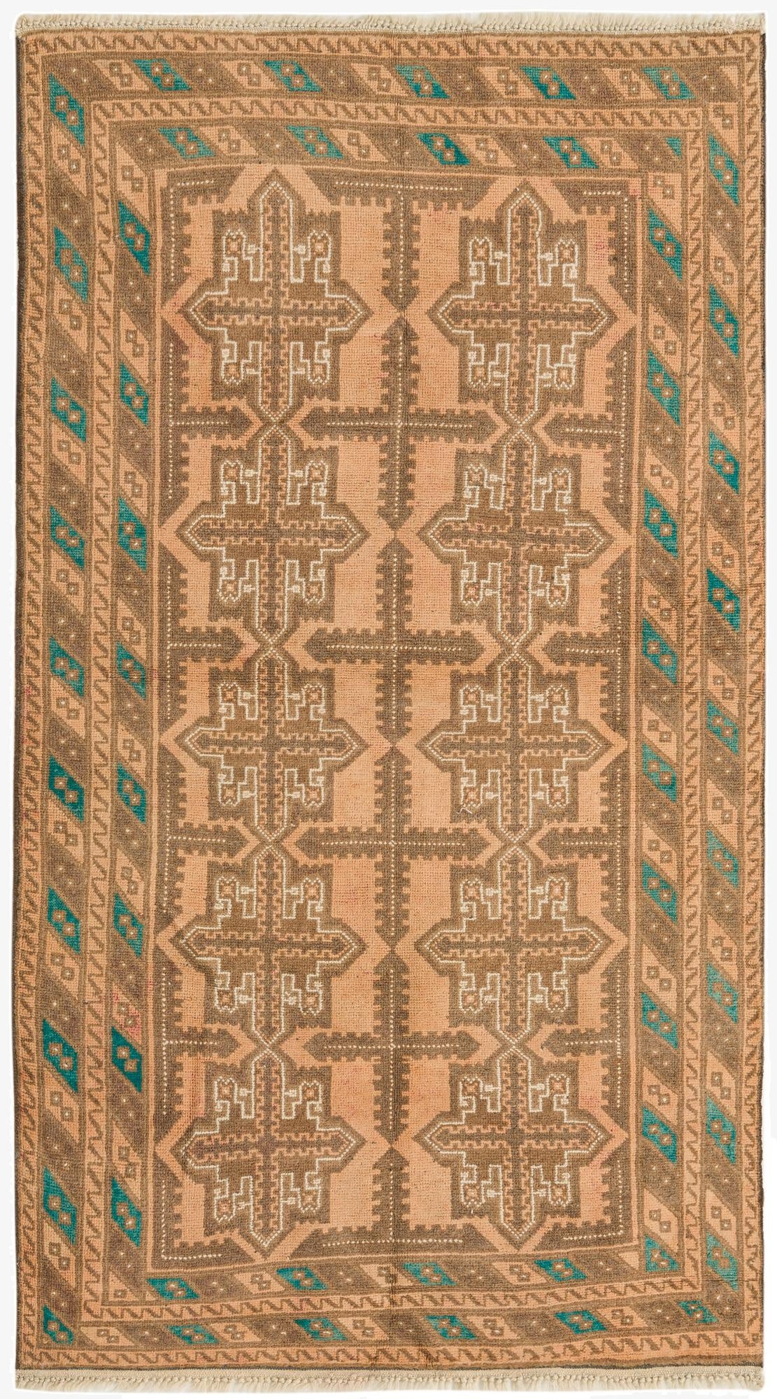  3' 6 x 6' 3  Hand Knotted Balouch Persian Wool Rug