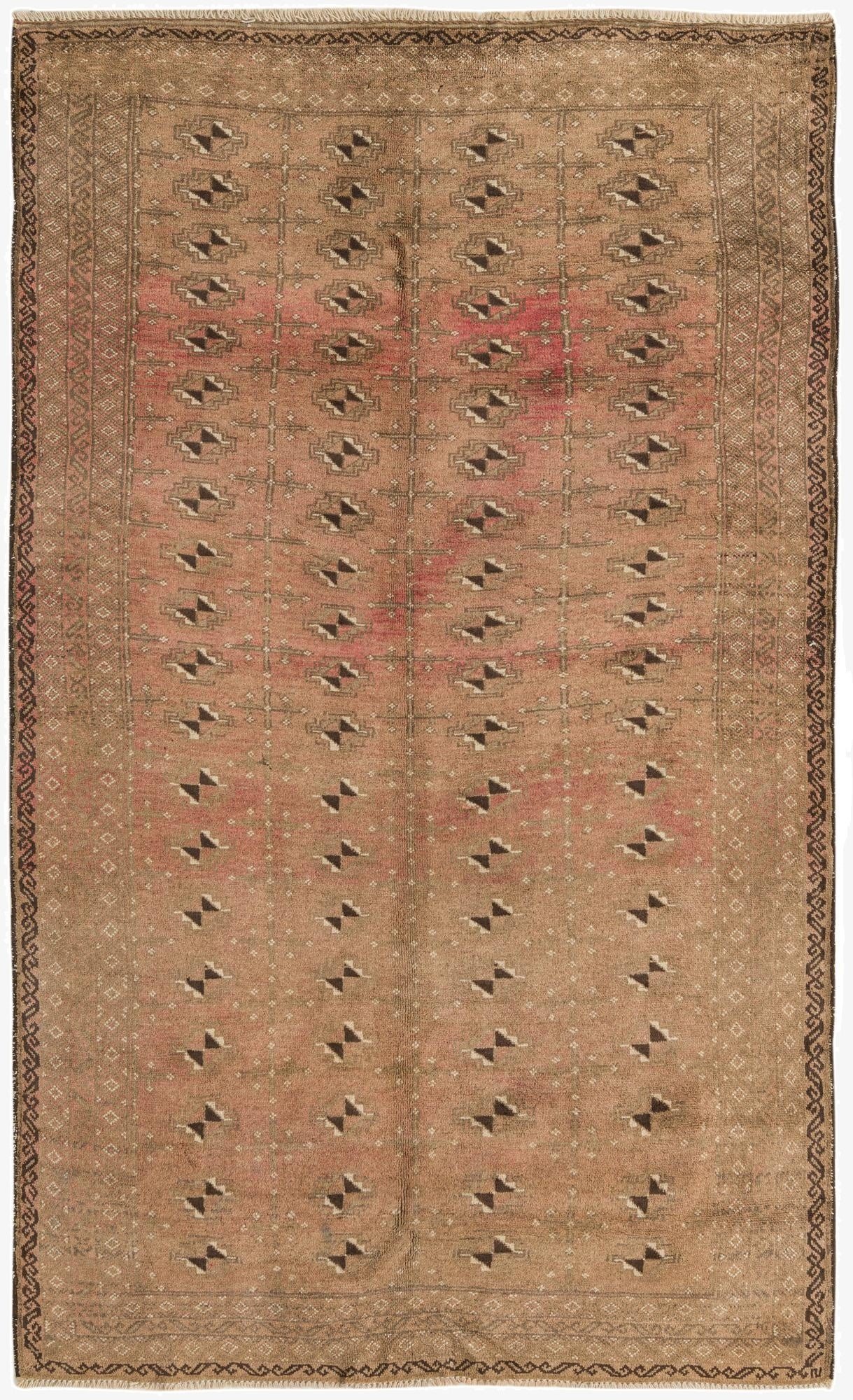  3' 10 x 6' 4  Hand Knotted Balouch Persian Wool Rug