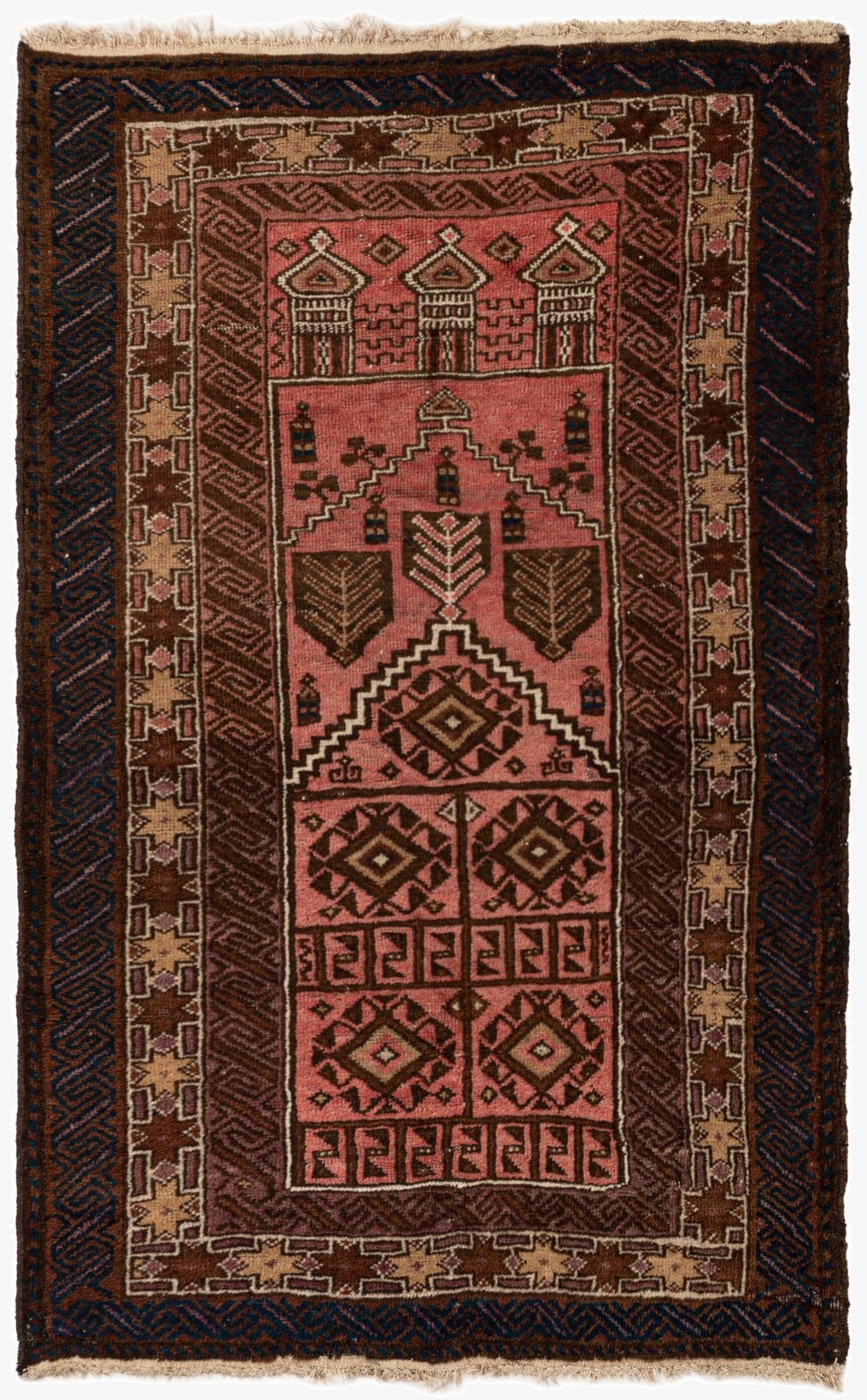  2' 11 x 4' 6  Hand Knotted Balouch Persian Wool Rug
