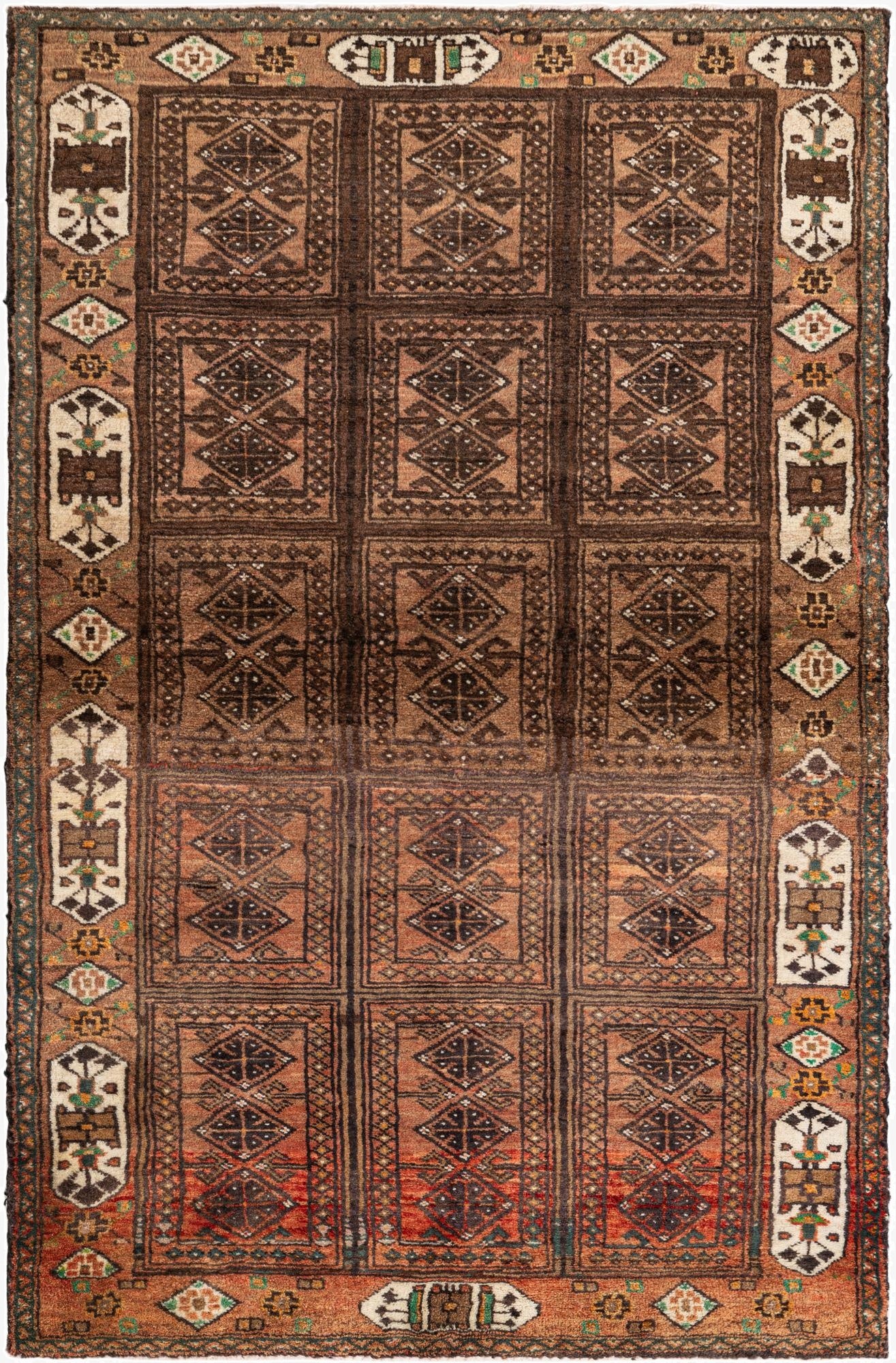  3' 2 x 4' 10  Hand Knotted Balouch Persian Wool Rug