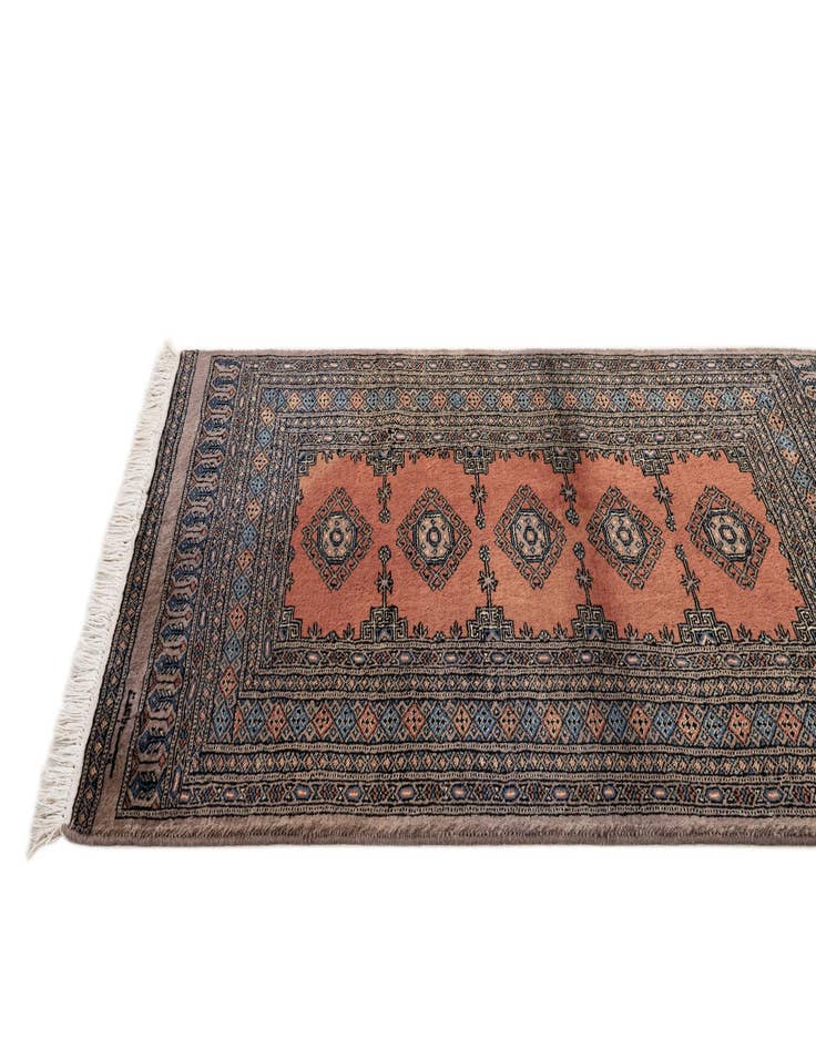 Detail image of  3' 2 x 4' 11  Hand Knotted Bokhara Oriental Wool Rug