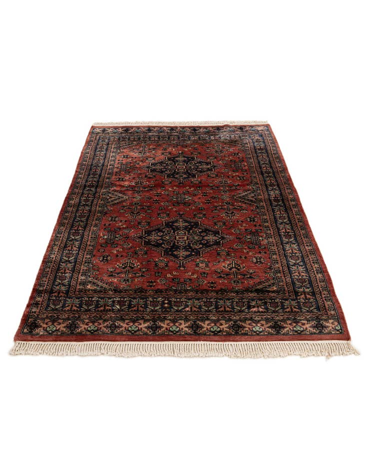 Detail image of  4' 2 x 6' 2  Hand Knotted Bokhara Oriental Wool Rug