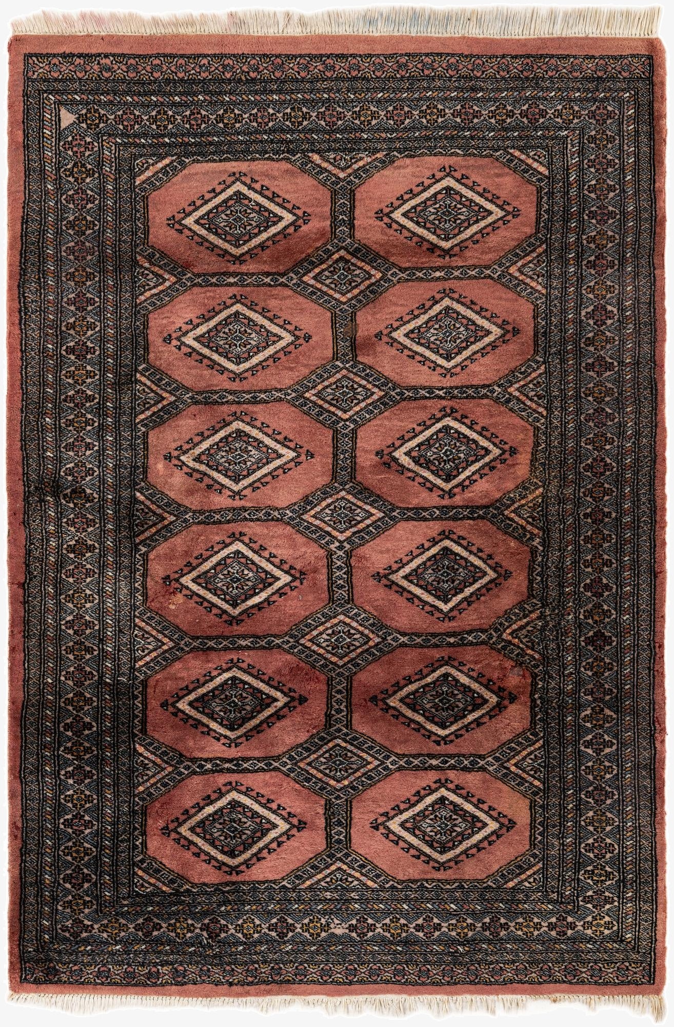  4' 2 x 6' 2  Hand Knotted Bokhara Oriental Wool Rug