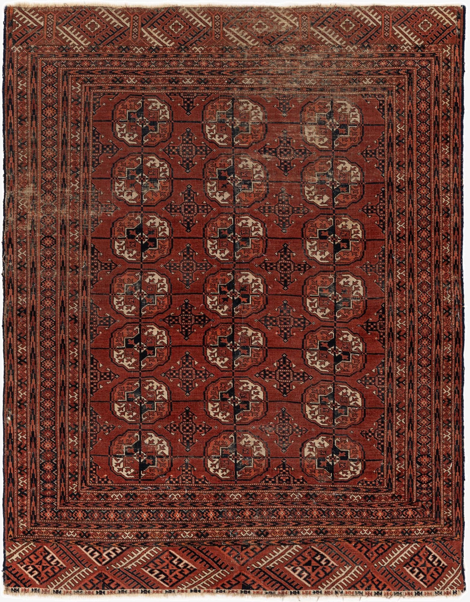  4' 4 x 5' 5  Hand Knotted Bokhara Oriental Wool Rug