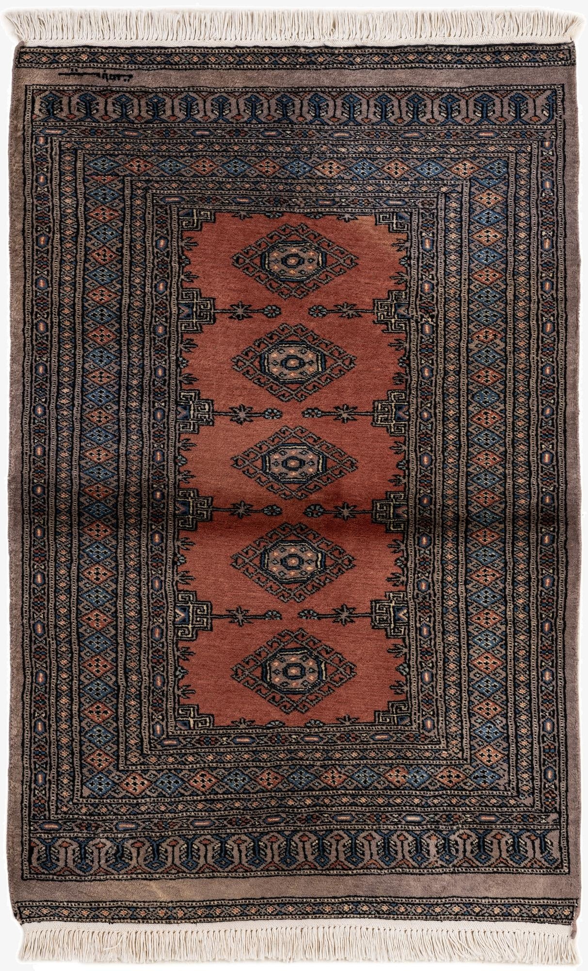  3' 2 x 4' 11  Hand Knotted Bokhara Oriental Wool Rug
